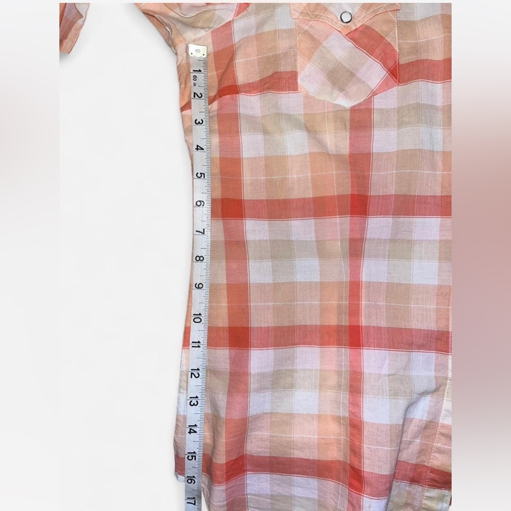 ROPER WOMENS LONG SLEEVE SNAP YELLOW AND TANGERINE PLAID WESTERN SHIRT SIZE L - Picture 4 of 7